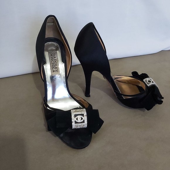 Badgley Mischka Shoes - Badgley Mischka Black Satin Babette Pump 7.5